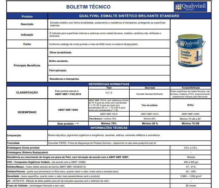 Imagem de Esmalte Sintético Qualyvinil Ferro Madeira Brilhante 3,6L