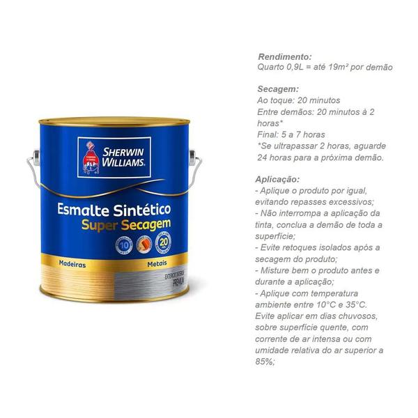 Imagem de Esmalte Sintetico Super Secagem Alto Brilho Preto 900ml Sherwin Williams