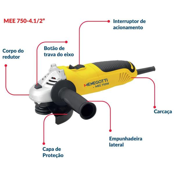 Imagem de Esmerilhadeira Angular Elétrica MEE-750W 4.1/2'' 220V 60HZ Menegotti