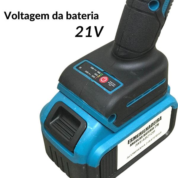 Imagem de Esmerilhadeira Lixadeira Angular Bateria 21V Portátil com Maleta Importway Iweab211b