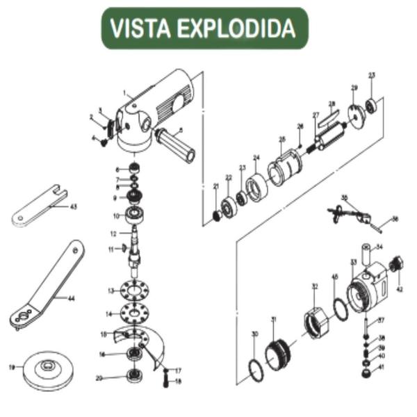 Imagem de Esmerilhadeira Lixadeira Angular Pneumática 4 Polegadas