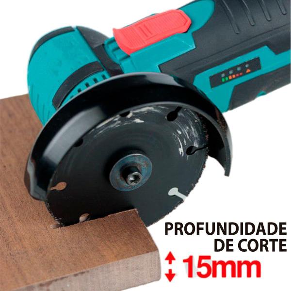 Imagem de Esmerilhadeira Lixadeira Angular Sem Fio Portátil Corte Desbaste 2 Baterias 12v