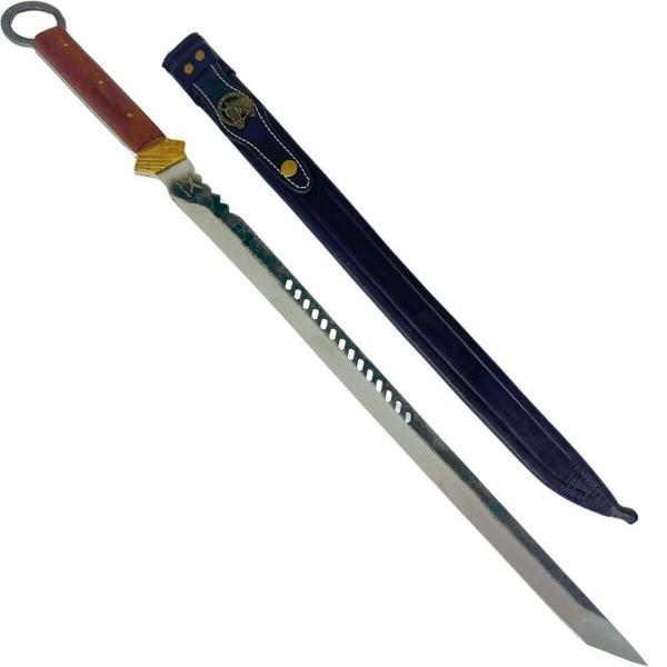 Espada Estilo Katana Samurai Artesanal 18' Adaga Carbono Bainha Couro Full Tang Brut Forge - Facas Zanline Imagem de Espada Estilo Katana Samurai Artesanal 18' Adaga Carbono Bainha Couro Full Tang Brut Forge