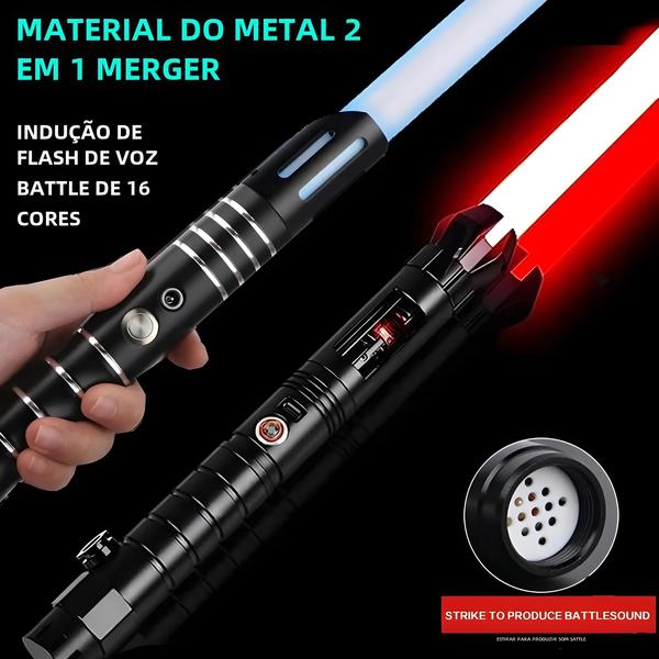 Imagem de Espada Laser com Sensor de Gravidade - Sabre de Luz de Metal Recarregável (15 Cores)