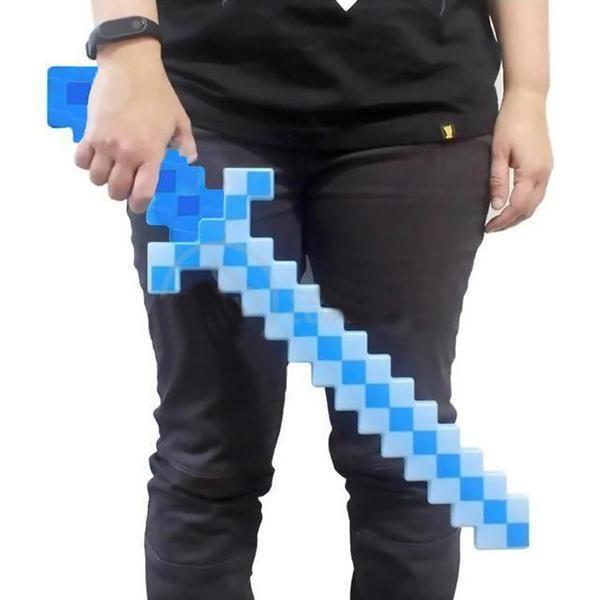 Espada Pixel 58Cm Diamante Som E Luz À Pilha Azul - DRAIK Imagem de Espada Pixel 58Cm Diamante Som E Luz À Pilha Azul