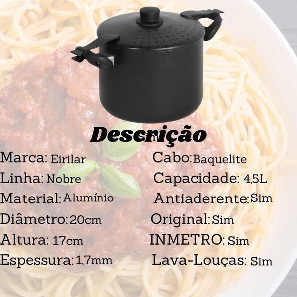 Imagem de Espagueteira Alumínio Teflon 4,5l Nobre - Eirilar Cor Preto