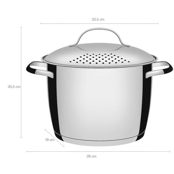 Espagueteira Tramontina Allegra Inox Panela Escorredor de Massa 5,5L Imagem de Espagueteira Tramontina Allegra Inox Panela Escorredor de Massa 5,5L