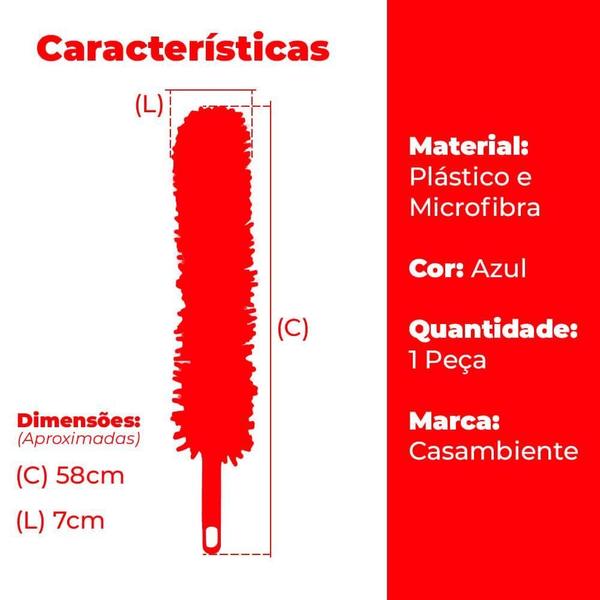 Imagem de Espanador Pó Chenille Microfibra ul 58X7Cm Casambiente