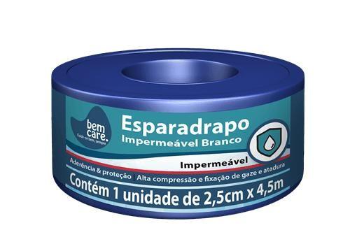 Imagem de Esparadrapo Bem Care Impermeável Branco 2,5cm X 4,5M