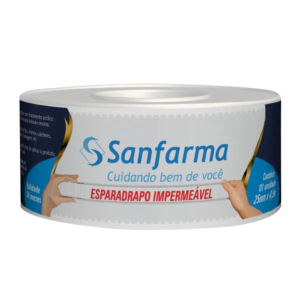 Imagem de Esparadrapo Impermeável Branco Sanfarma 25Mm X 4,5M 4 Unid