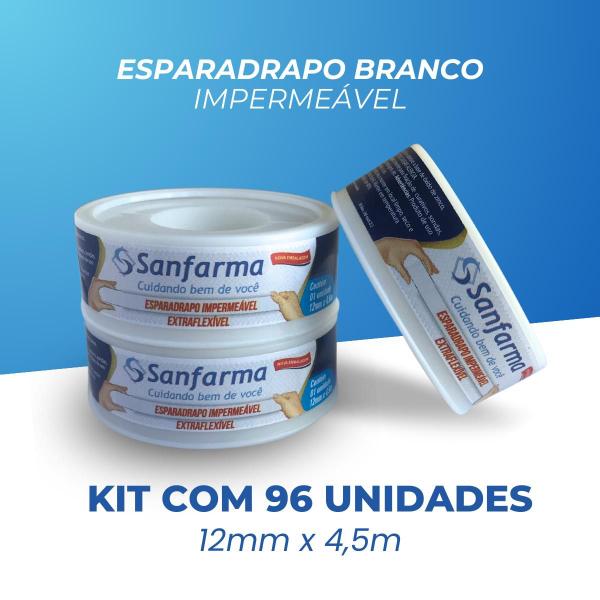 Imagem de Esparadrapo Impermeável Sanfarma Branco 1,2cm x 4,5m 96 Unid