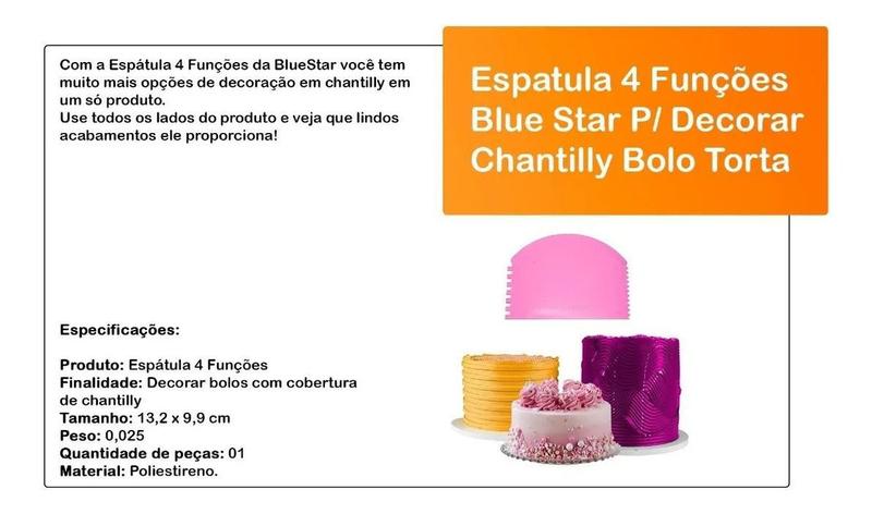 Imagem de Espátula 4 Funções Decorar Chantilly Torta Bolo Bluestar