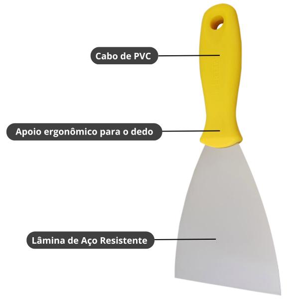 Imagem de Espatula 6cm Aço Carbono Cabo Plástico PVC Profissional  Fertak