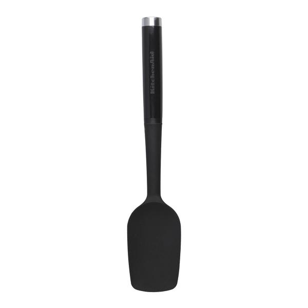 Imagem de Espátula Clássica de Silicone 30cm Resistente ao Calor Alisa Bolo Glacê Flexível Preto KitchenAid