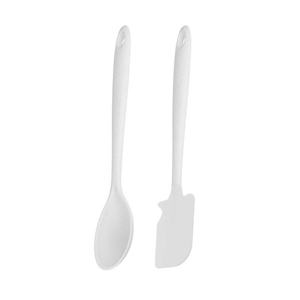 Imagem de Espatula Colher Silicone Profissional Branco Cabo Longo 45cm