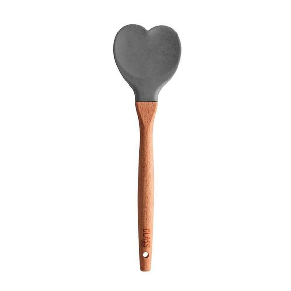 Imagem de Espátula Coração Silicone Bambu 32Cm Utensílios Class Home