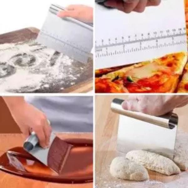 Imagem de Espátula Cortar Massas Pães Pizza Bolo Inox Raspador 15cm