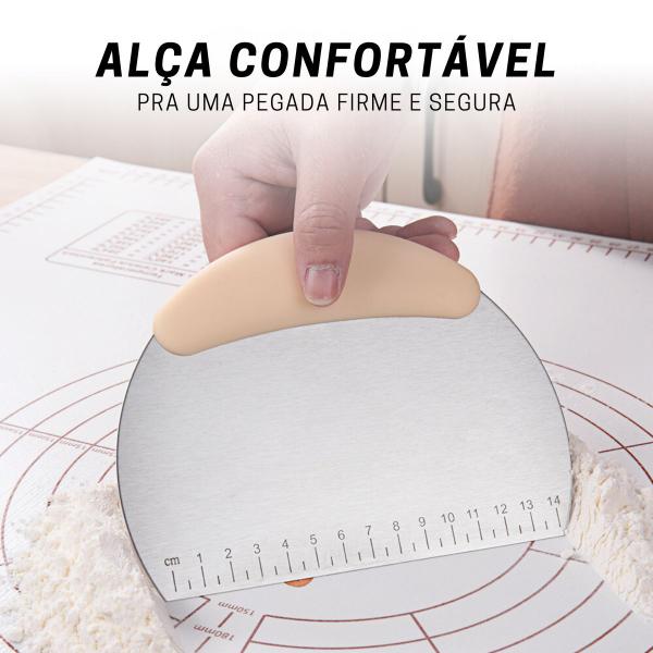 Imagem de Espátula Corte de Massa Culinária Confeitaria Meia Lua Inox e Cabo de Plástico