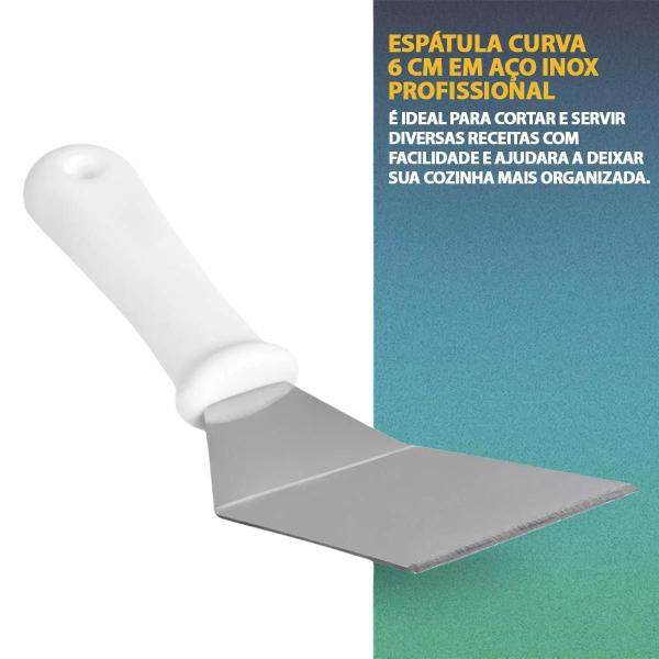 Imagem de Espátula Curva Aço Inox Profissional Lanches Chapas Pizzas