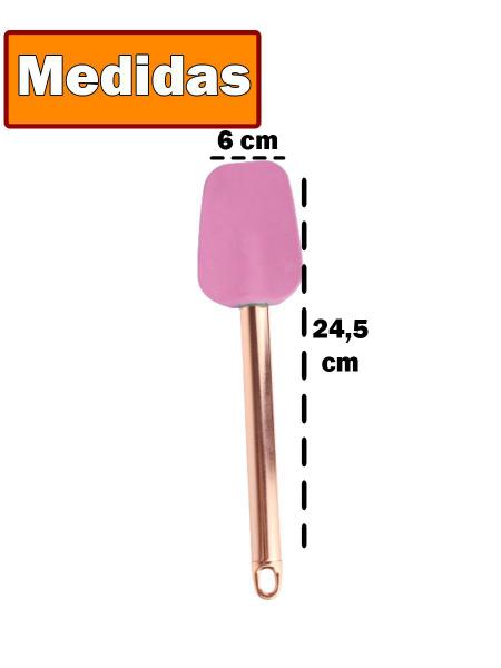 Imagem de Espátula Curvada Raspadora De Silicone Rosa E Cabo Aço Inox Rose Bolo Massas Livre De Bpa 24,5cm