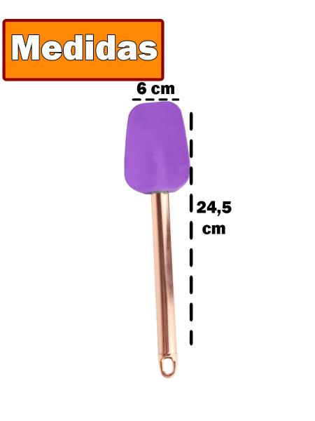 Imagem de Espátula Curvada Raspadora De Silicone Roxo E Cabo Aço Inox Rose Bolo Massas Livre De Bpa 24,5cm