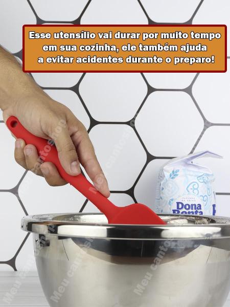 Imagem de Espátula Curvada Silicone Vermelho Pão Duro Fechada