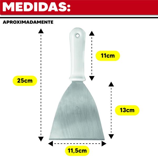 Imagem de Espátula de Aço Inox Reta 5" 25cm Profissional Cozinha Chapeiro