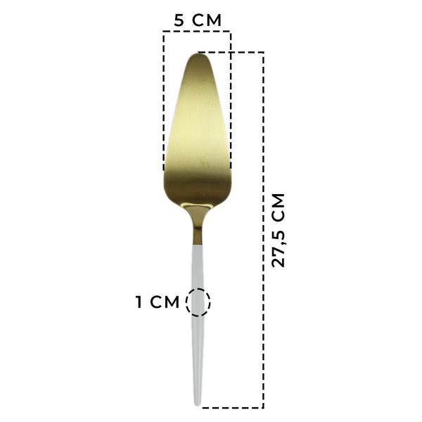 Imagem de Espátula De Bolo Em Aço Inoxidável 27,5cm Dourado E Branco Ópera Firme