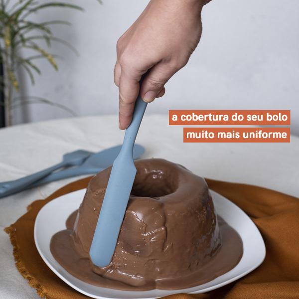 Imagem de Espátula de Confeiteiro de Silicone Duplo Pequena - Oikos AZUL