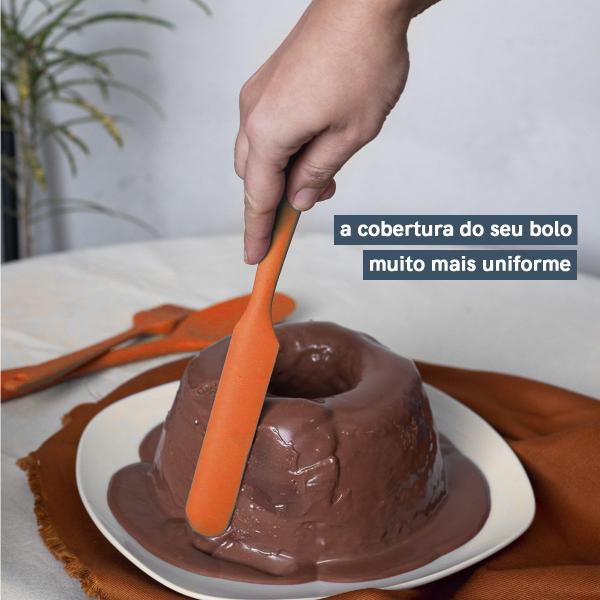 Imagem de Espátula de Confeiteiro de Silicone Duplo Pequena - Oikos LARANJA