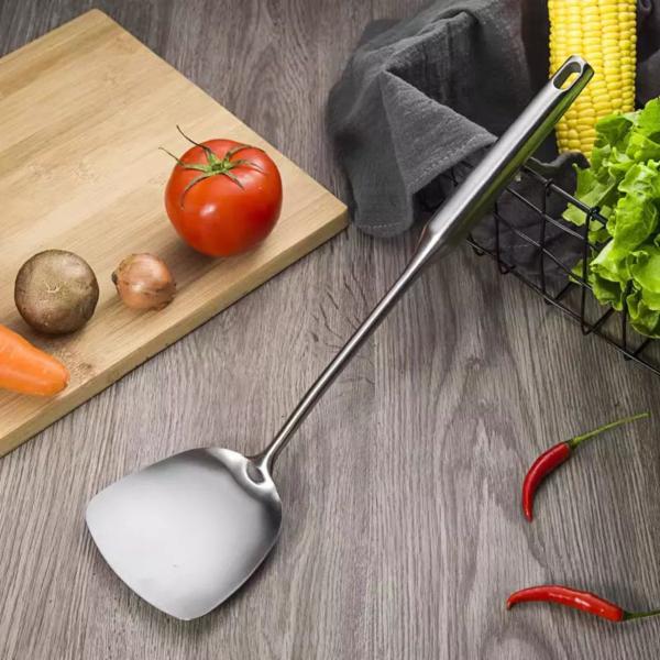 Imagem de Espátula De Cozinha Para Fritura E Lanches Aço Inox 34 Cm