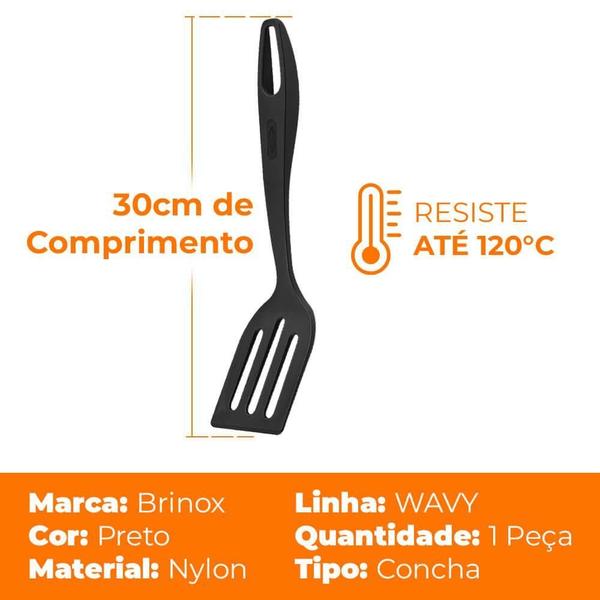 Imagem de Espátula de Nylon Wavy Preto 30cm - Brinox