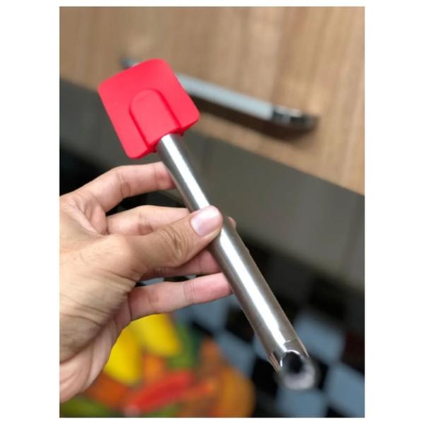 Imagem de Espátula De Silicone Com Cabo Em Aço Inox HUVI Cor Vermelho