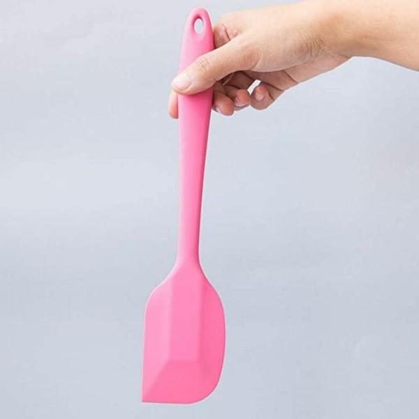 Imagem de Espátula de Silicone Duplo Reta Pão Duro Rosa