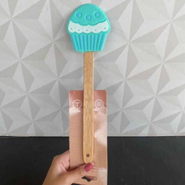 Imagem de Espátula de silicone em formato de cupcake rosa lilás ou verde para cozinha espatula colher multiuso