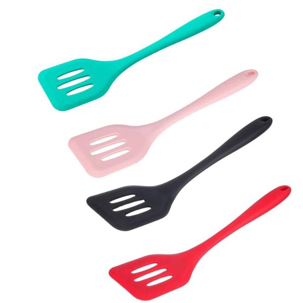 Imagem de Espátula de Silicone Vazada para Fritura 29cm Reforçada Cozinha Cores