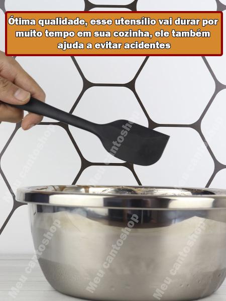 Imagem de Espátula Fechada Raspadora Pão Duro De Silicone Preto Bolo Massas Livre De Bpa 21,5cm