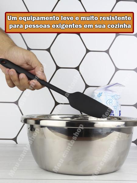 Imagem de Espátula Fechada Raspadora Pão Duro De Silicone Preto Bolo Massas Livre De Bpa 28cm