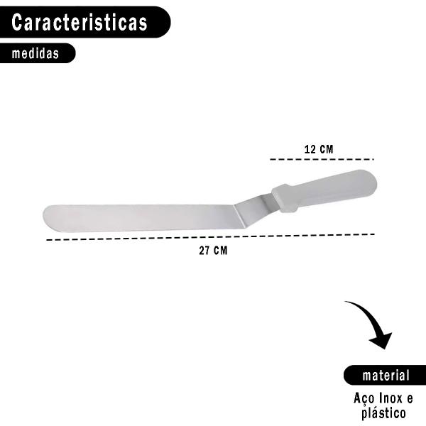 Imagem de Espátula Gourmet de Confeitar Angular Lâmina Inox e Com Cabo de Plástico Confeitaria Cozinha Decorar Bolos 27cm OH12