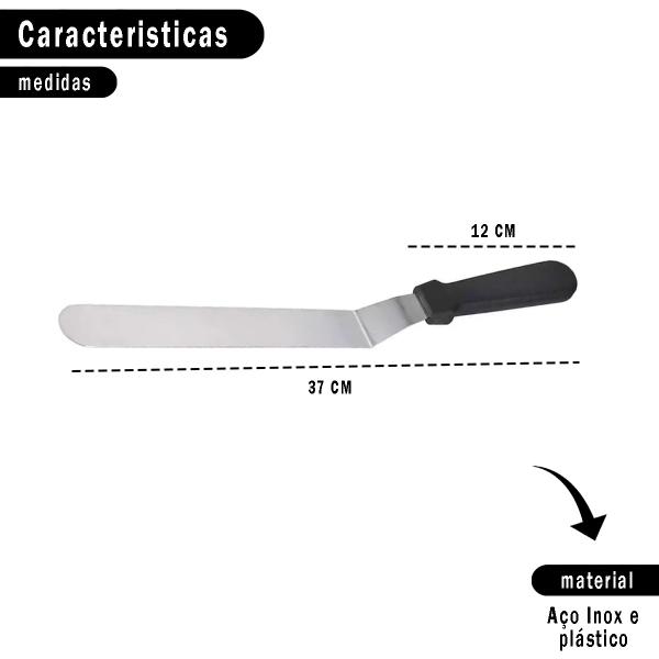 Imagem de Espátula Gourmet de Confeitar Angular Lâmina Inox e Com Cabo de Plástico Confeitaria Cozinha Decorar Bolos 37cm OH14