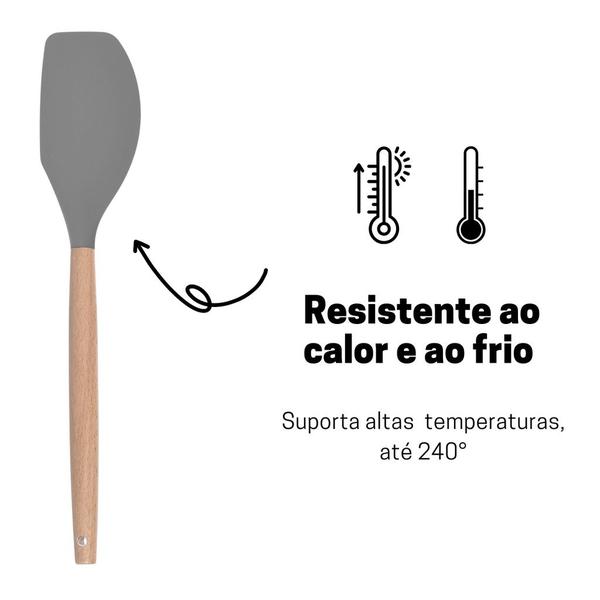 Imagem de Espátula Pão Duro Raspadora Raspa Tudo Silicone Bambu 32cm