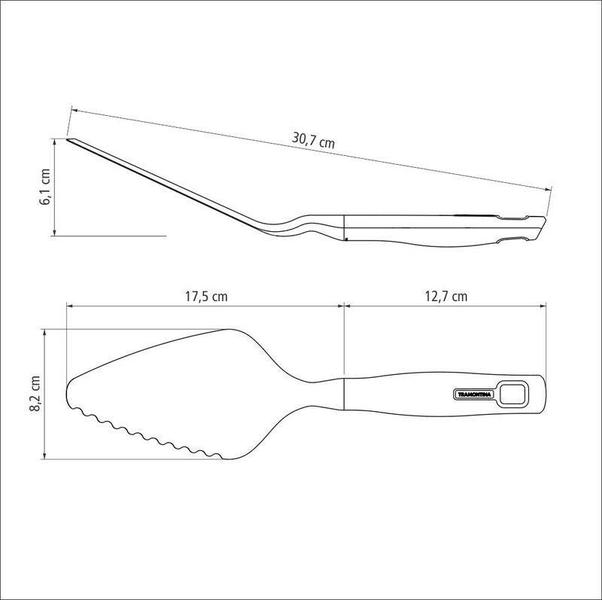 Imagem de Espátula para bolo e pizza tramontina verano com bojo em nylon e cabo de polipropileno cinza