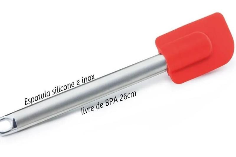 Imagem de Espátula Para Bolo Raspar Confeitar Pao Duro Inox Silicone