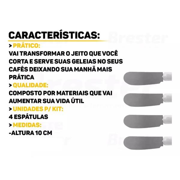 Imagem de Espátula Para Manteiga KIT 4 Patê Requeijão Geleias Cozinha