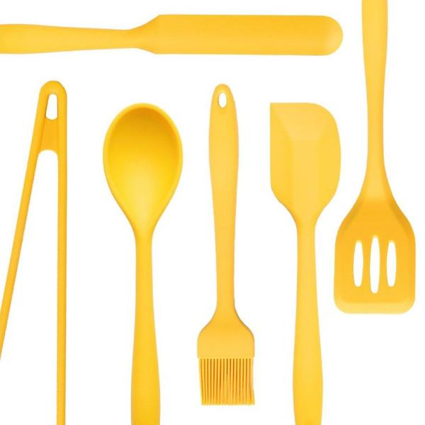 Imagem de Espatula Redonda e Mini Utensilios Silicone Amarelo Kids 2un