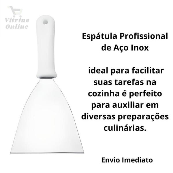 Imagem de Espátula Reta De Aço Inox Chapeiro Pizza Hambúrguer