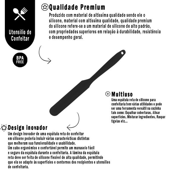 Imagem de Espátula Reta Fina Confeiteiro Em Silicone Para Cobertura Bolos Chef Utensílio de Cozinha Ideal Para Confeitar SU211324