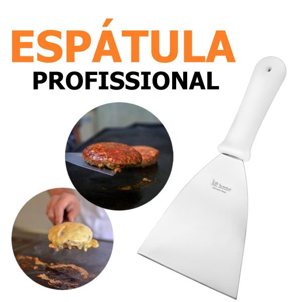 Imagem de Espatula Reta Inox Chapa Lanche Chapeiro Profissional 24cm