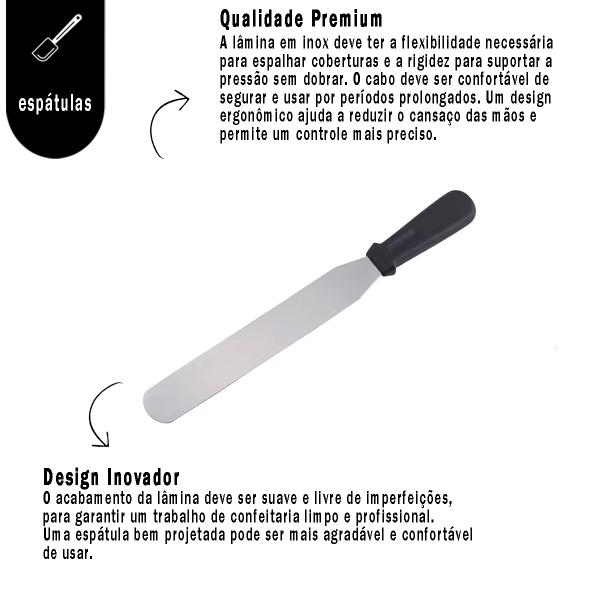 Imagem de Espátula Reta Inox e PP Confeiteiro Para Cobertura Bolos Tortas Chef Utensílio de Cozinha Ideal Para Confeitar 37cm OH18