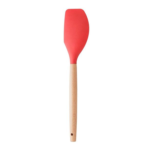 Imagem de Espátula Silicone Cabo Bambu Charmy Vermelha 32cm Lyor